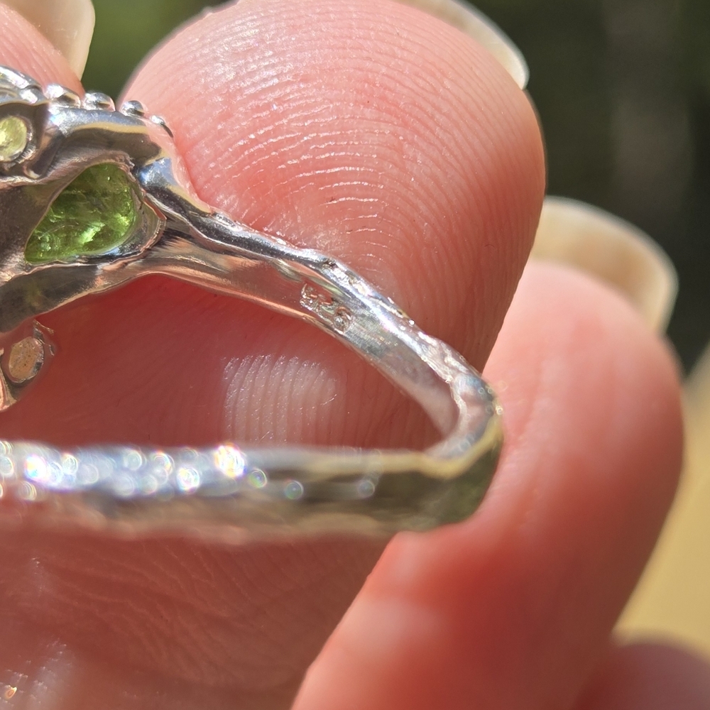 Tourmaline Natural Citrine & Peridot Sterling & White Gold Ring Sz7.5 - Picture 8 of 8
